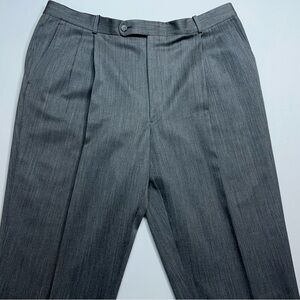 Tom James Wool Dress Pants Mens 40x31 Gray Pleated Cuffed Executive Collection